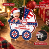 Close-up of Patriotic Baby Carriage Ornament Personalized First Christmas Keepsake for Boys and Girls for streetwear fans in Austin, Texas