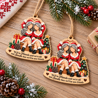 Personalized Best Friends Santa Wood Ornament Custom Names Christmas Gift - table display