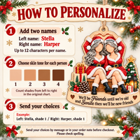 Personalized Best Friends Santa Wood Ornament Custom Names Christmas Gift - personalization guide