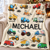 Colorful Construction Vehicles blanket - main view