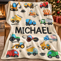 Colorful Construction Vehicles blanket - 03-closeup