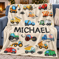 Colorful Construction Vehicles blanket - 04-sofa