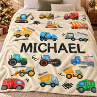 Colorful Construction Vehicles blanket - 05-bed