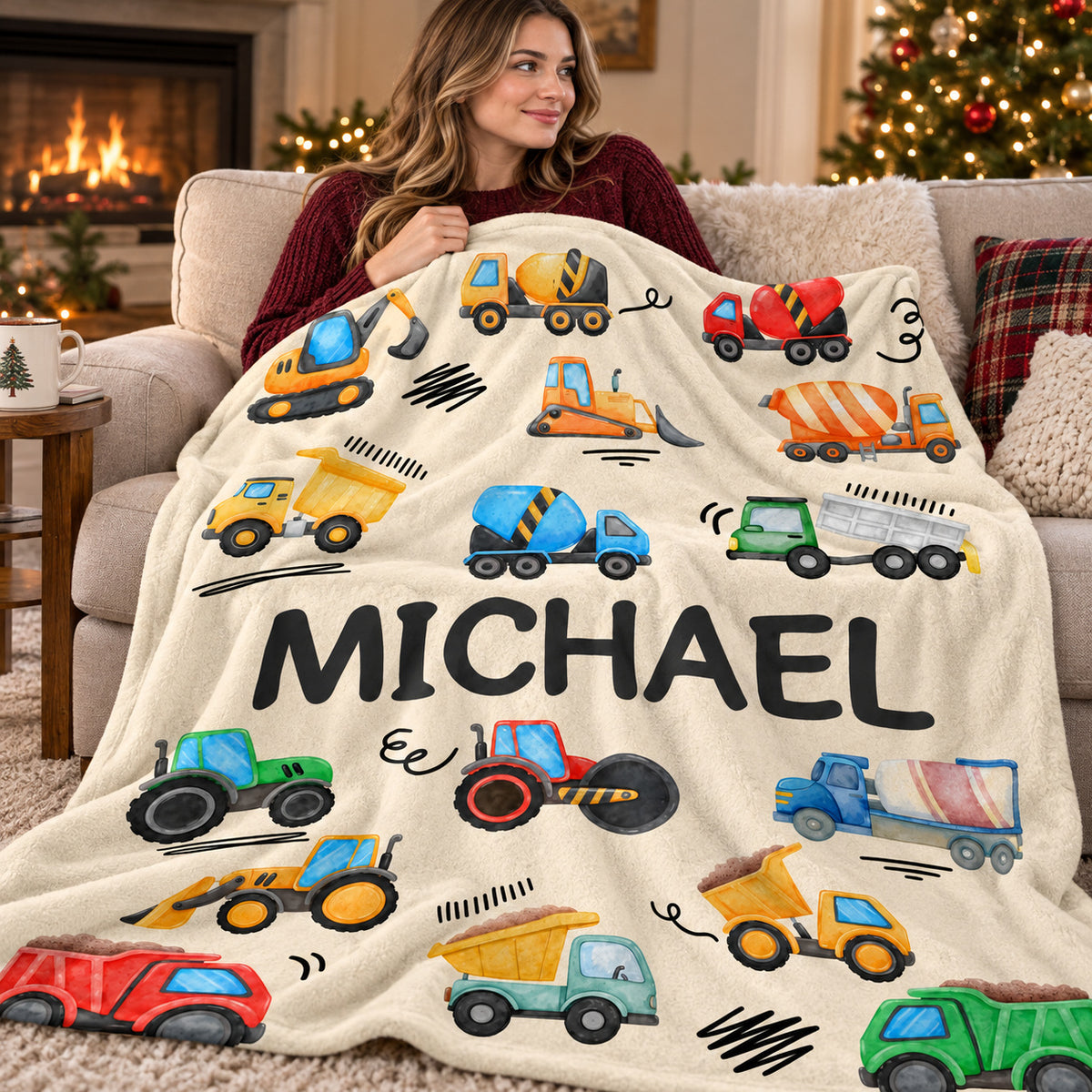 Colorful Construction Vehicles blanket - 06-cozy