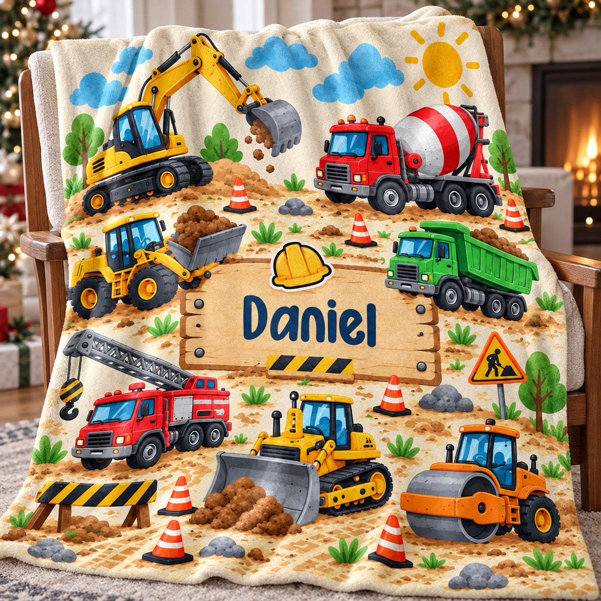 Construction Site Name blanket - 03-closeup