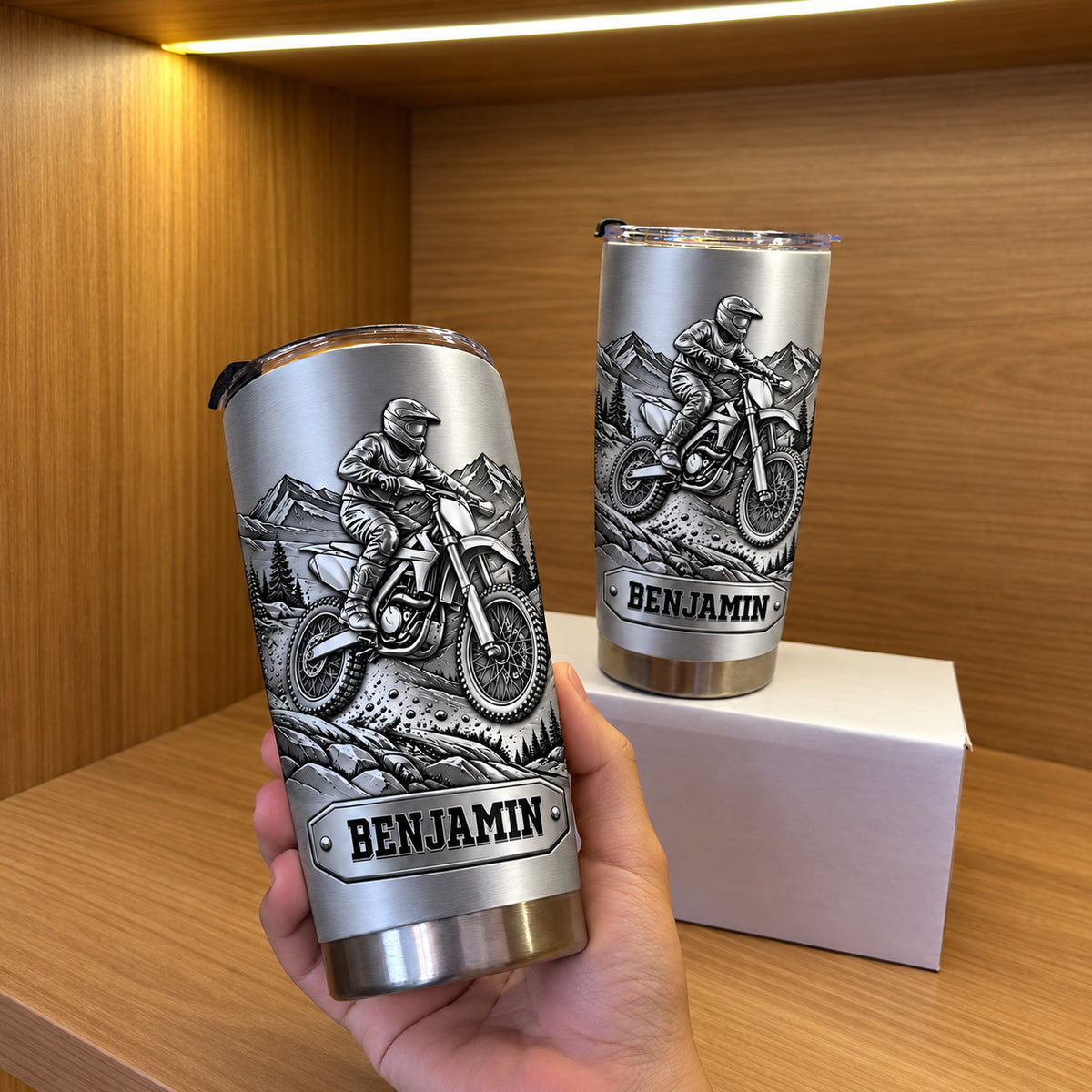 Dirt Bike Mountain Rider tumbler - 03-held