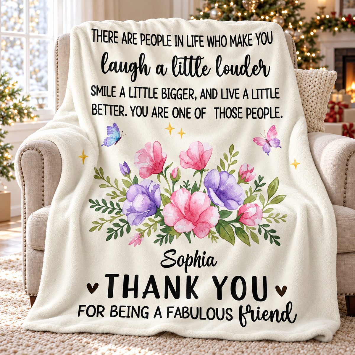 Fabulous Friend Birth Flower blanket - main view