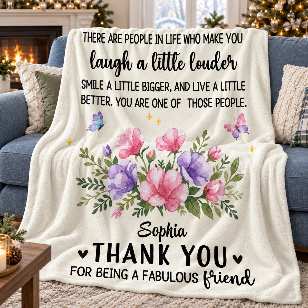 Fabulous Friend Birth Flower blanket - 04-sofa