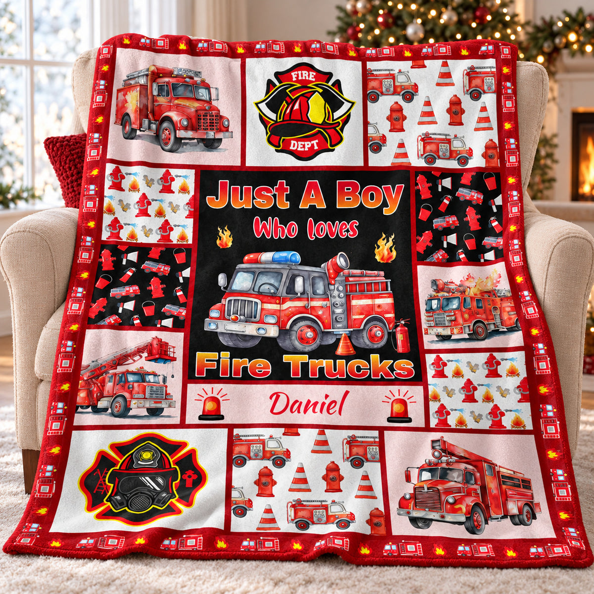 Fire Truck Boy blanket - main view