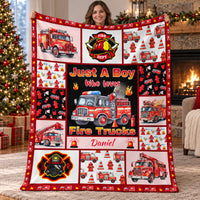 Fire Truck Boy blanket - 02-held