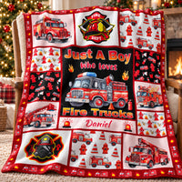 Fire Truck Boy blanket - 03-closeup