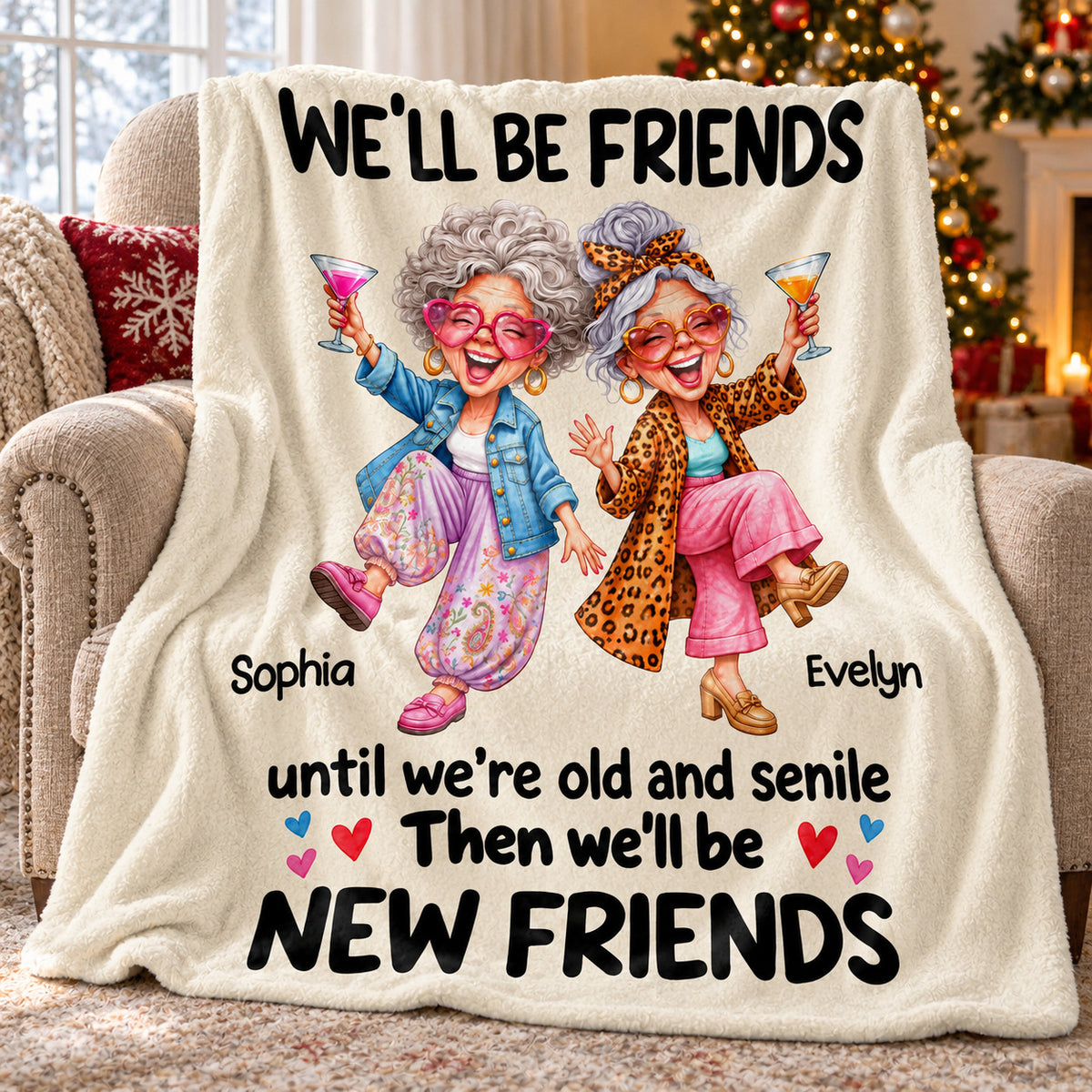 Funny Old Friends Dancing blanket - main view