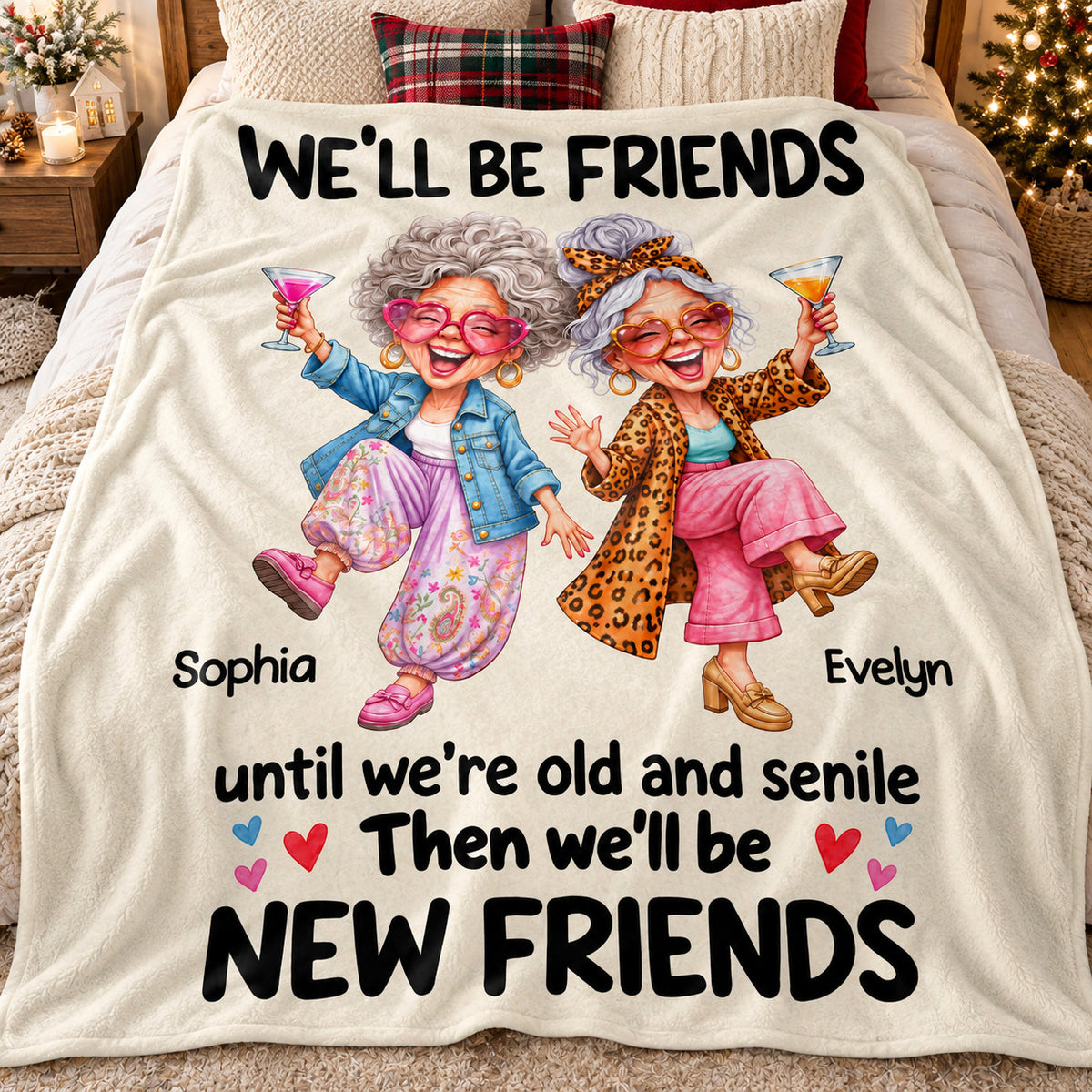 Funny Old Friends Dancing blanket - 05-bed