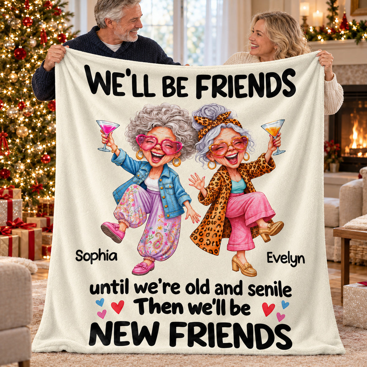 Funny Old Friends Dancing blanket - 07-gift