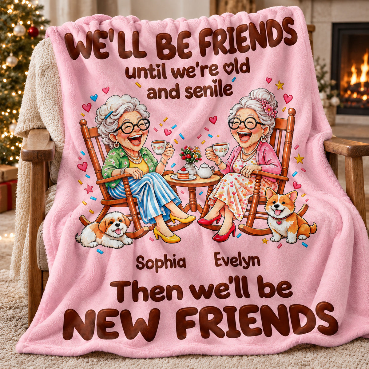 Funny Rocking Chair Friends blanket - 03-closeup