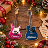 Customer in Austin, Texas wearing Personalized Guitar Christmas Ornament Custom Name Holiday Tree Decor Gift for Music Lovers