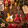 Close-up of Personalized Guitar Christmas Ornament Custom Name Holiday Tree Decor Gift for Music Lovers for streetwear fans in Austin, Texas