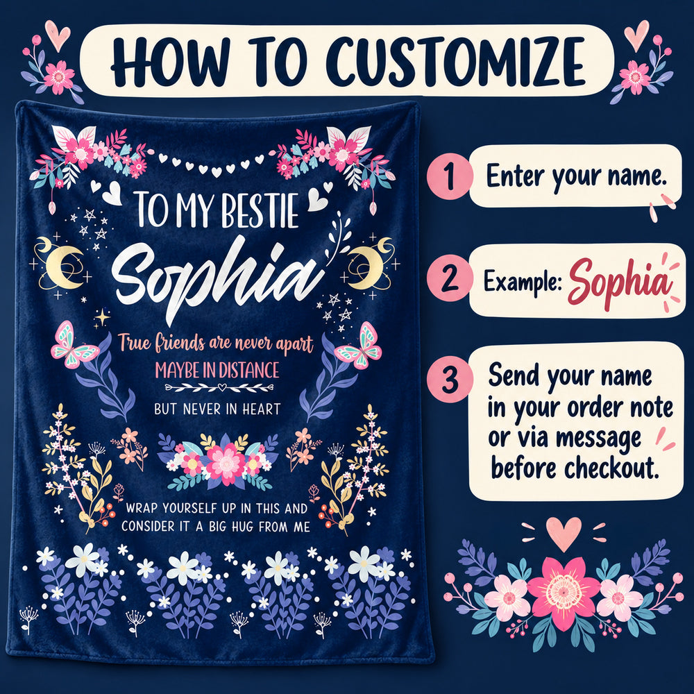 Navy Bestie Friendship blanket - how to personalize