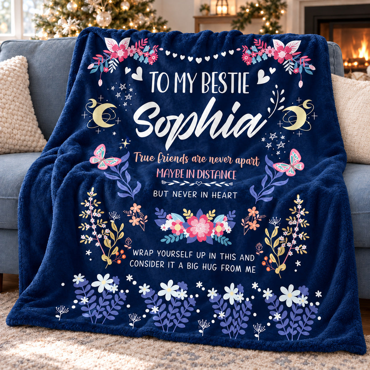 Navy Bestie Friendship blanket - 04-sofa