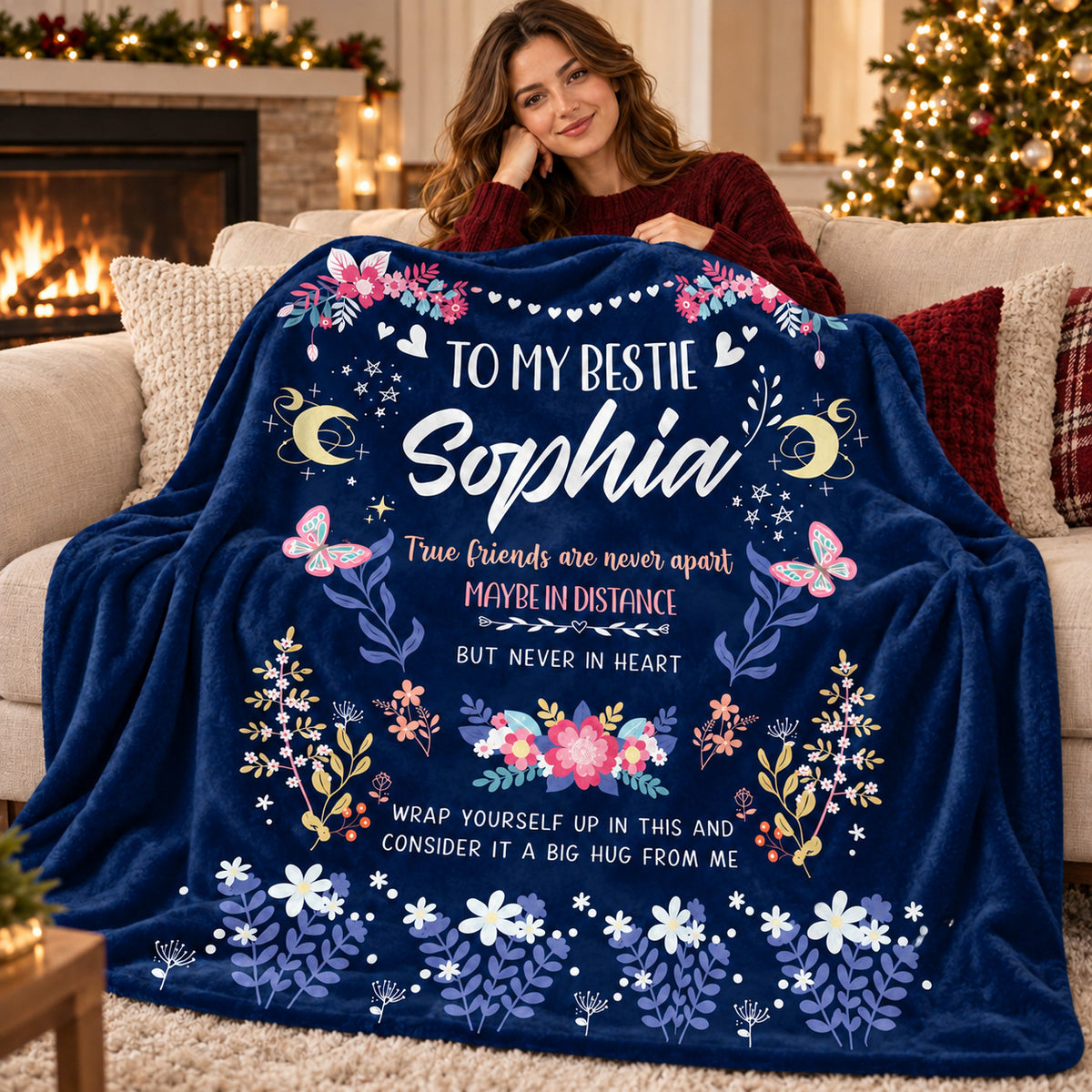 Navy Bestie Friendship blanket - 06-cozy