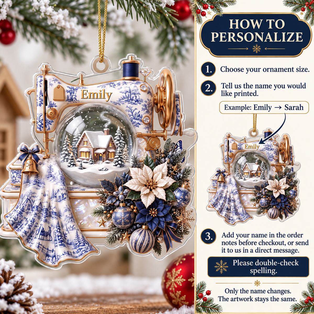 Personalized Sewing Machine Ornament - product detail 7
