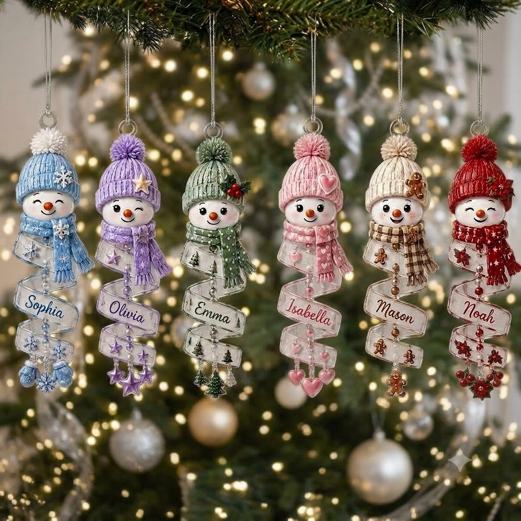 Personalized Snowman Ornament Custom Name Christmas Tree Decor Gift for Family Kids available at our Austin, Texas warehouse