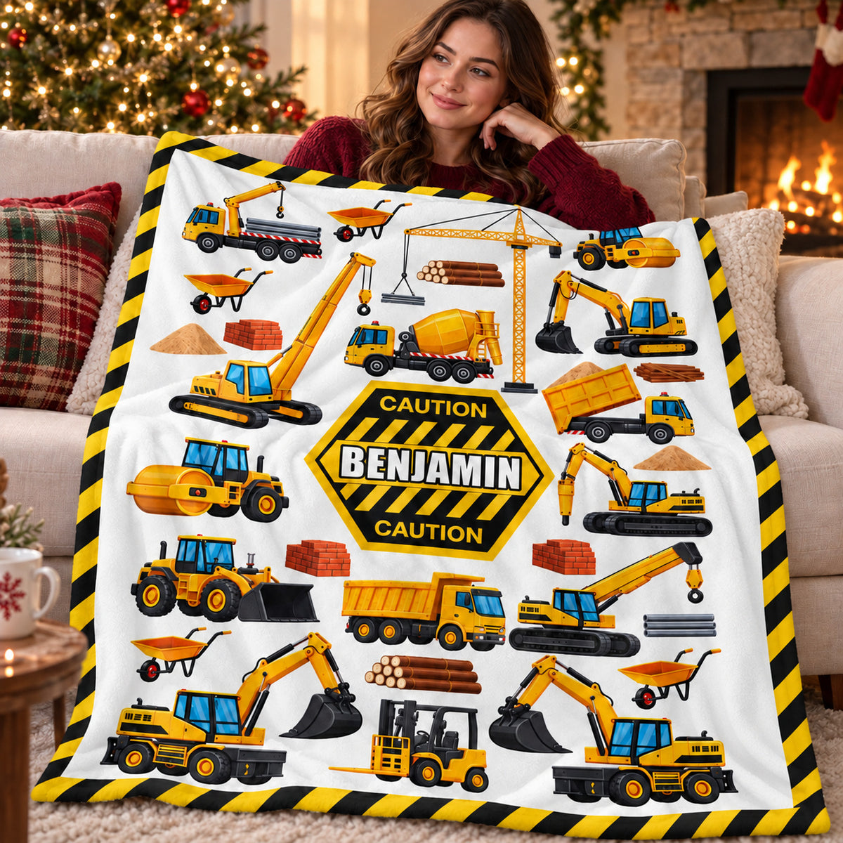 Yellow Construction Caution blanket - 06-cozy