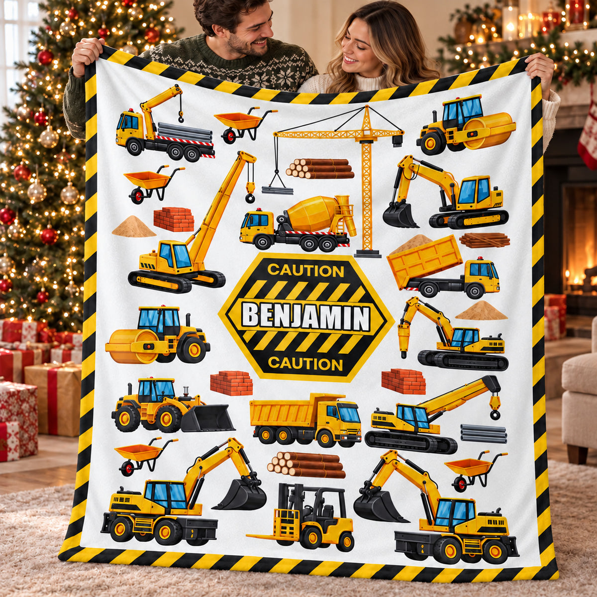 Yellow Construction Caution blanket - 07-gift