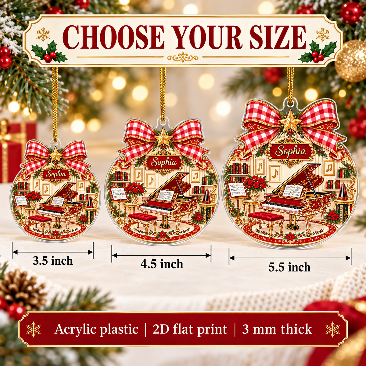 Piano Music Room Ornament - size options