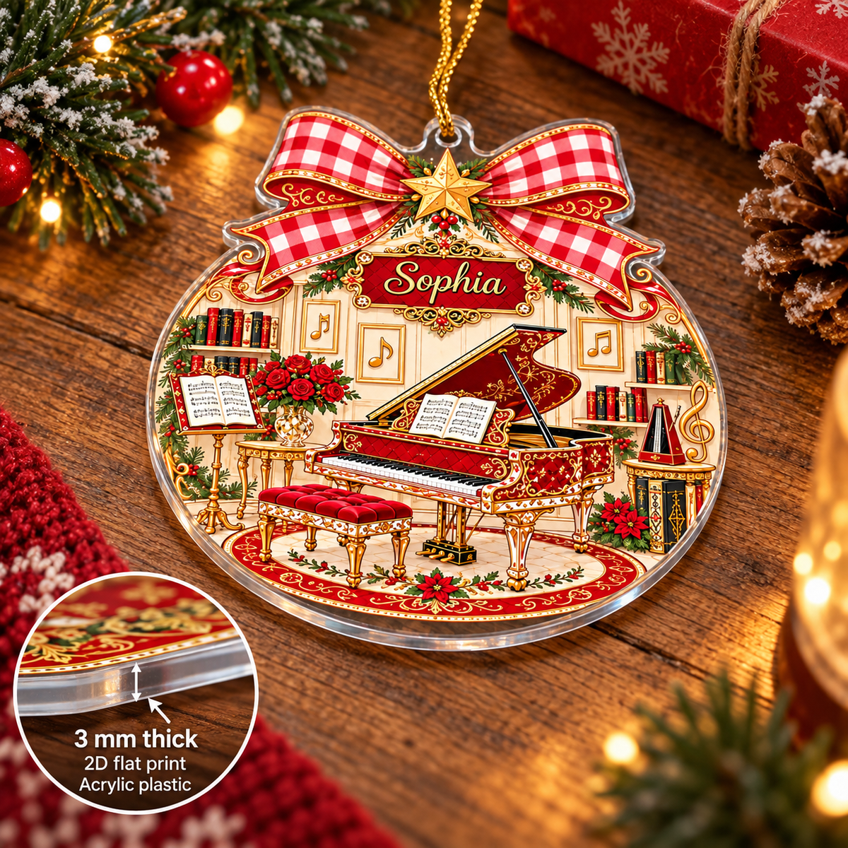 Piano Music Room Ornament - material and thickness