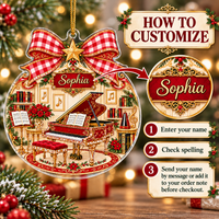 Piano Music Room Ornament - personalization instructions