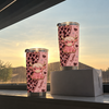Close-up of Pink Cow Leopard Print Tumbler Y2k Retro Western Stainless Steel Cup Gift for Women for streetwear fans in Austin, Texas