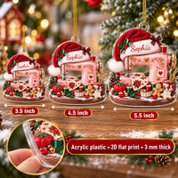 Personalized Pink Sewing Machine Christmas Ornament Custom Name Quilter Gift - size and material details