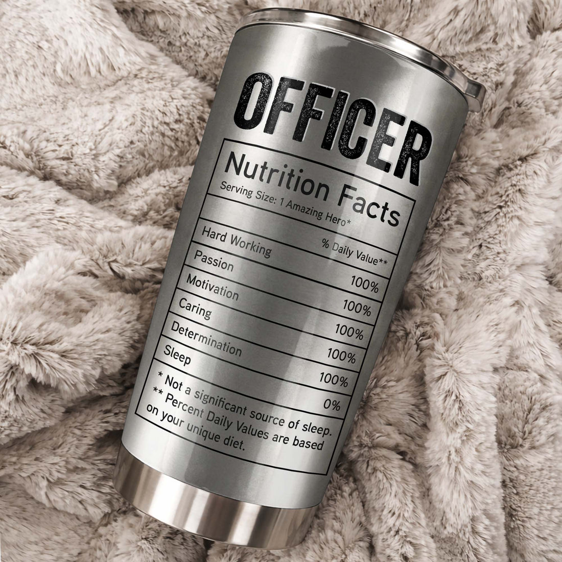 Police Officer Nutrition Facts Tumbler, Custom Law Enforcement Gift, Funny Cop Travel Mug on a hanger, ready to ship from Austin, Texas