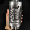 Customer in Austin, Texas wearing Police Officer Nutrition Facts Tumbler, Custom Law Enforcement Gift, Funny Cop Travel Mug