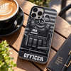 Police Officer Tactical Vest Phone Case Personalized Gift for Law Enforcement on a hanger, ready to ship from Austin, Texas