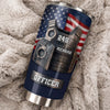 Customer in Austin, Texas wearing Police Officer Tactical Vest Tumbler, Personalized Law Enforcement Stainless Steel Cup, Patriotic Po