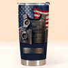 Close-up of Police Officer Tactical Vest Tumbler, Personalized Law Enforcement Stainless Steel Cup, Patriotic Po for streetwear fans in Austin, Texas