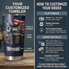 Customer in Austin, Texas wearing Police Officer Tactical Vest Tumbler, Personalized Law Enforcement Stainless Steel Cup, Patriotic Po