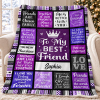 Personalized Purple Best Friend Blanket Custom Name Friendship Gift - main product view