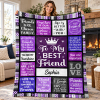 Personalized Purple Best Friend Blanket Custom Name Friendship Gift - product view 3