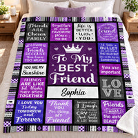 Personalized Purple Best Friend Blanket Custom Name Friendship Gift - product view 6