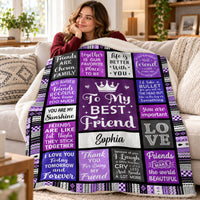 Personalized Purple Best Friend Blanket Custom Name Friendship Gift - product view 7