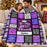 Personalized Purple Best Friend Blanket Custom Name Friendship Gift - product view 8