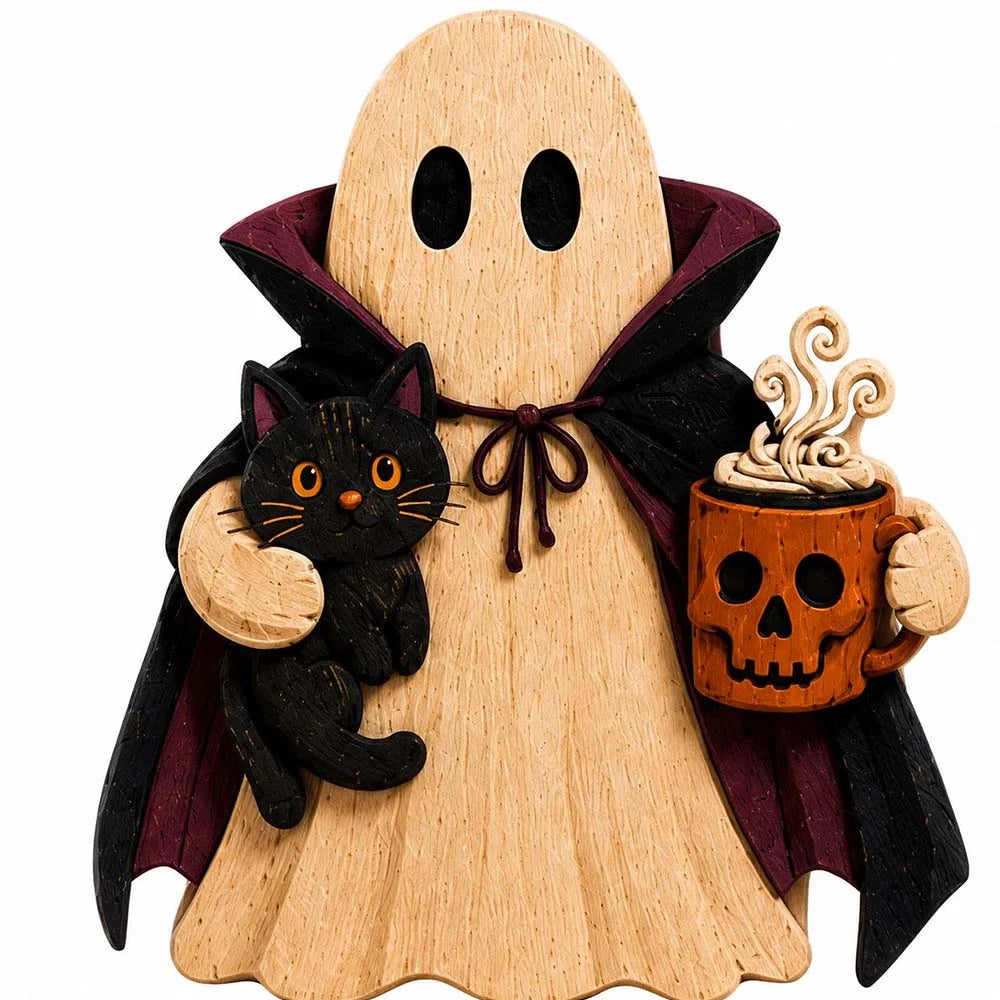 Rustic Witch Ghost Jack O Lantern Spooky Chic Halloween Tabletop Decorative Figurine