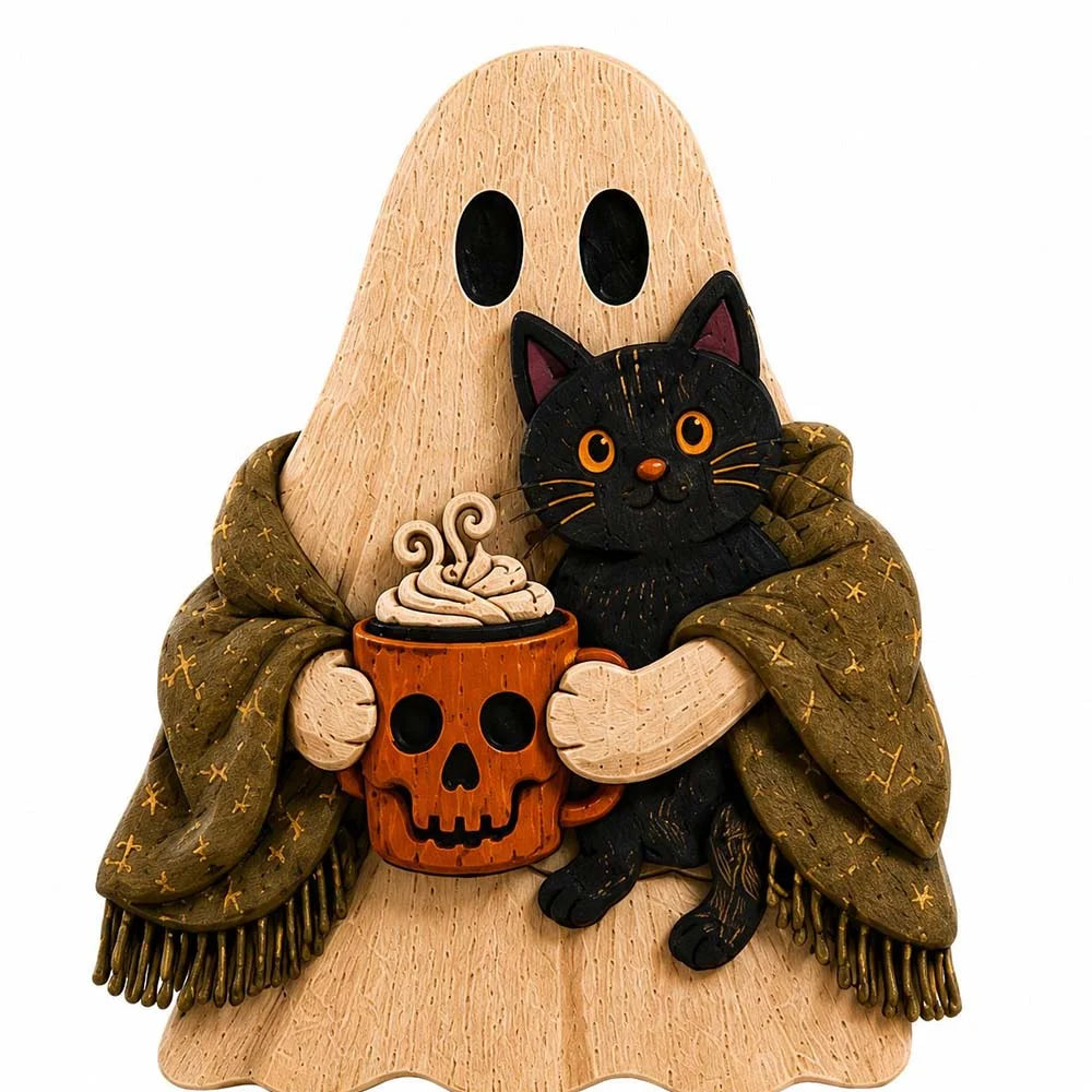 Rustic Witch Ghost Jack O Lantern Spooky Chic Halloween Tabletop Decorative Figurine