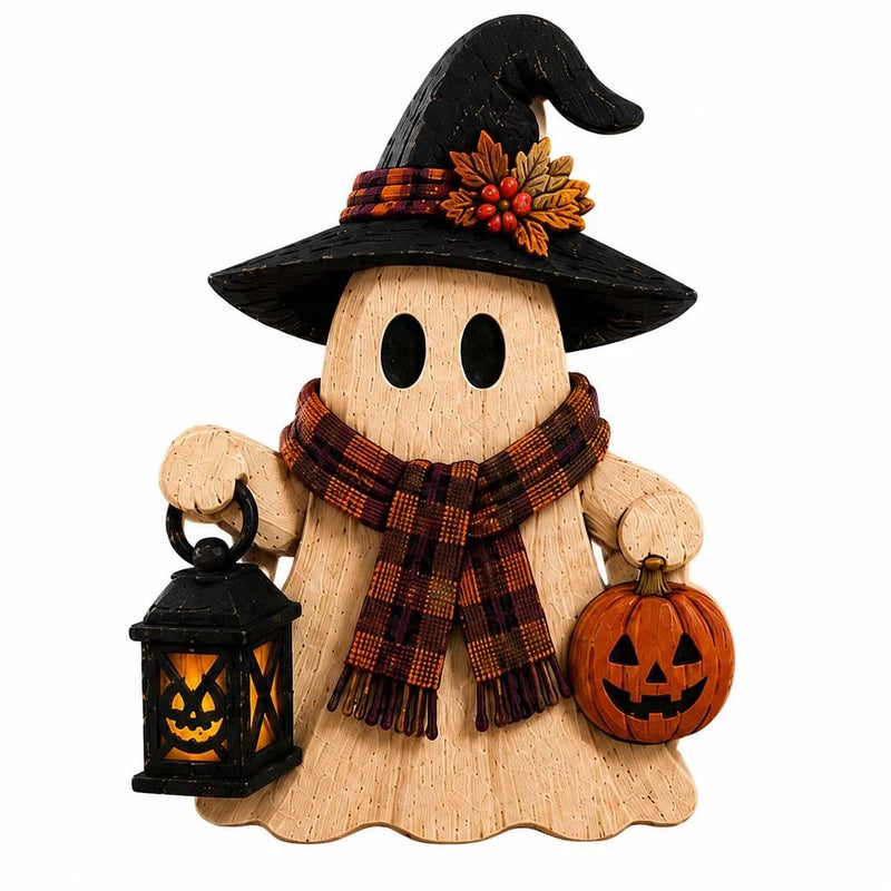 Rustic Witch Ghost Jack O Lantern Spooky Chic Halloween Tabletop Decorative Figurine