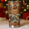 Rustic Wood Barrel Fishing Tumbler, Custom Name Leaping Bass Fly Rod and Lures Design, Personalized  on a hanger, ready to ship from Austin, Texas