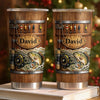 Rustic Wood Barrel Fishing Tumbler, Custom Name Leaping Bass Fly Rod and Lures Design, Personalized  available at our Austin, Texas warehouse