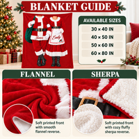 Santa and Mrs Claus Costume Couple Blanket size and fabric guide with flannel and sherpa details
